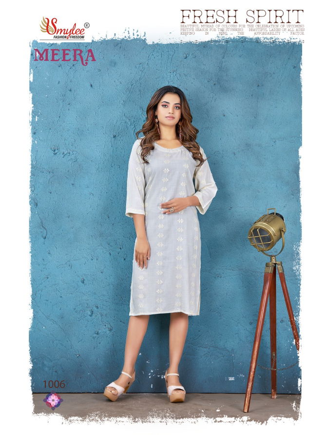 Rung Meera Rayon Fancy Stylish Regular Wear Kurtis Collection